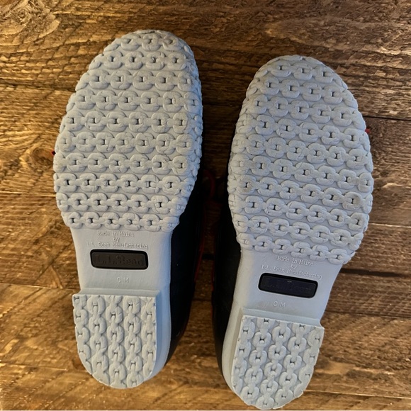 L.L. Bean Navy Duck Boots Leather Rubber Moc - Picture 11 of 16